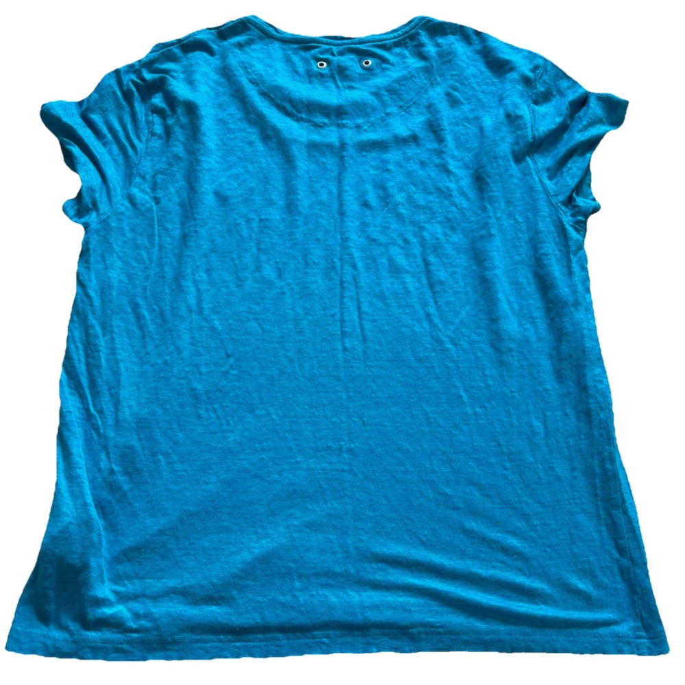 VILEBREQUIN LINEN SHORT SLEEVE T SHIRT CASUAL COOL BLUE LARGE EFFORTLESS Women - Picture 2 of 8